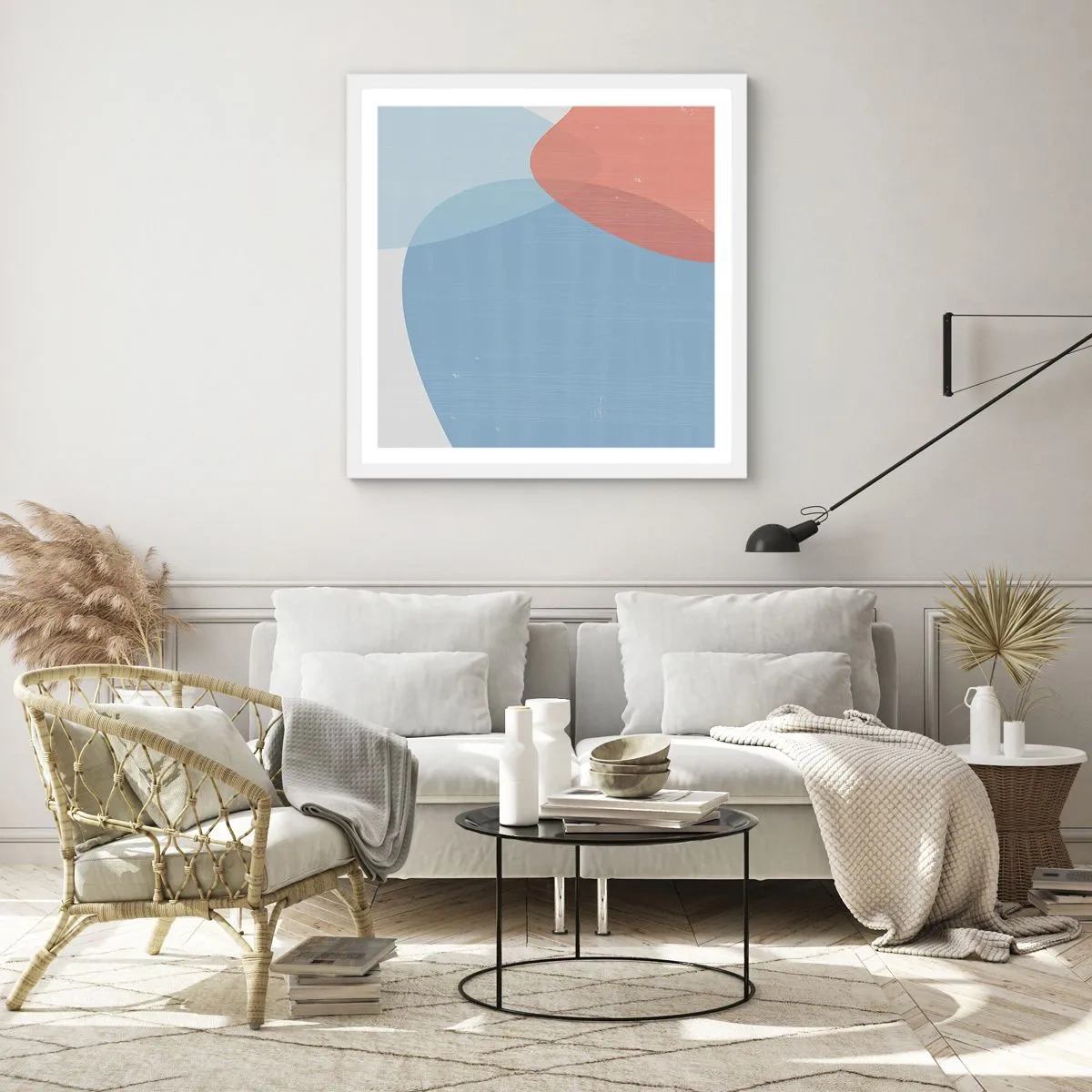 Poster în ramă albă - Relații pastelate - 60x60 cm