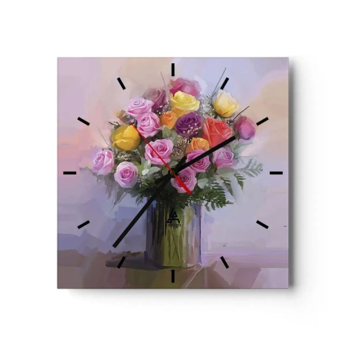 Ceas de perete - Ceas pe sticlă - Frumusețe reținută - 30x30 cm