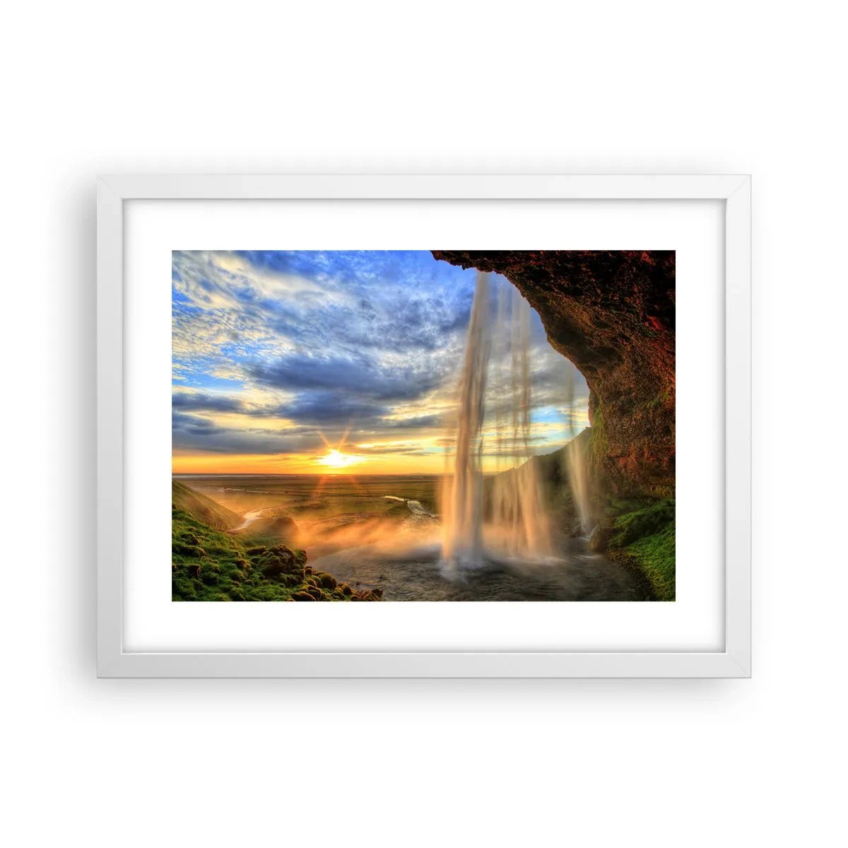 Poster în ramă albă - Lumea din spatele vălului de picături - 40x30 cm