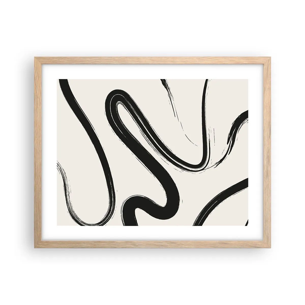 Poster în ramă de stejar deschis - Capriciu în alb și negru - 50x40 cm