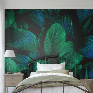 Tapet Premium Canvas - Traficul verde - Frunze verzi, Planta tropicala, Natură - 300x210 cm