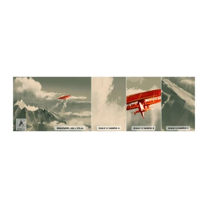 Mostră tapet autocolant Deluxe Sticker - Un pionier neînfricat - Abstracția, Avion, Peisaj montan - 100x30 cm