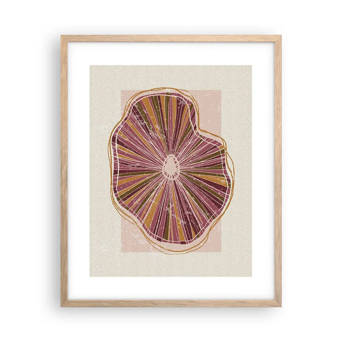 Poster în ramă de stejar deschis - Abstracția radială - 40x50 cm