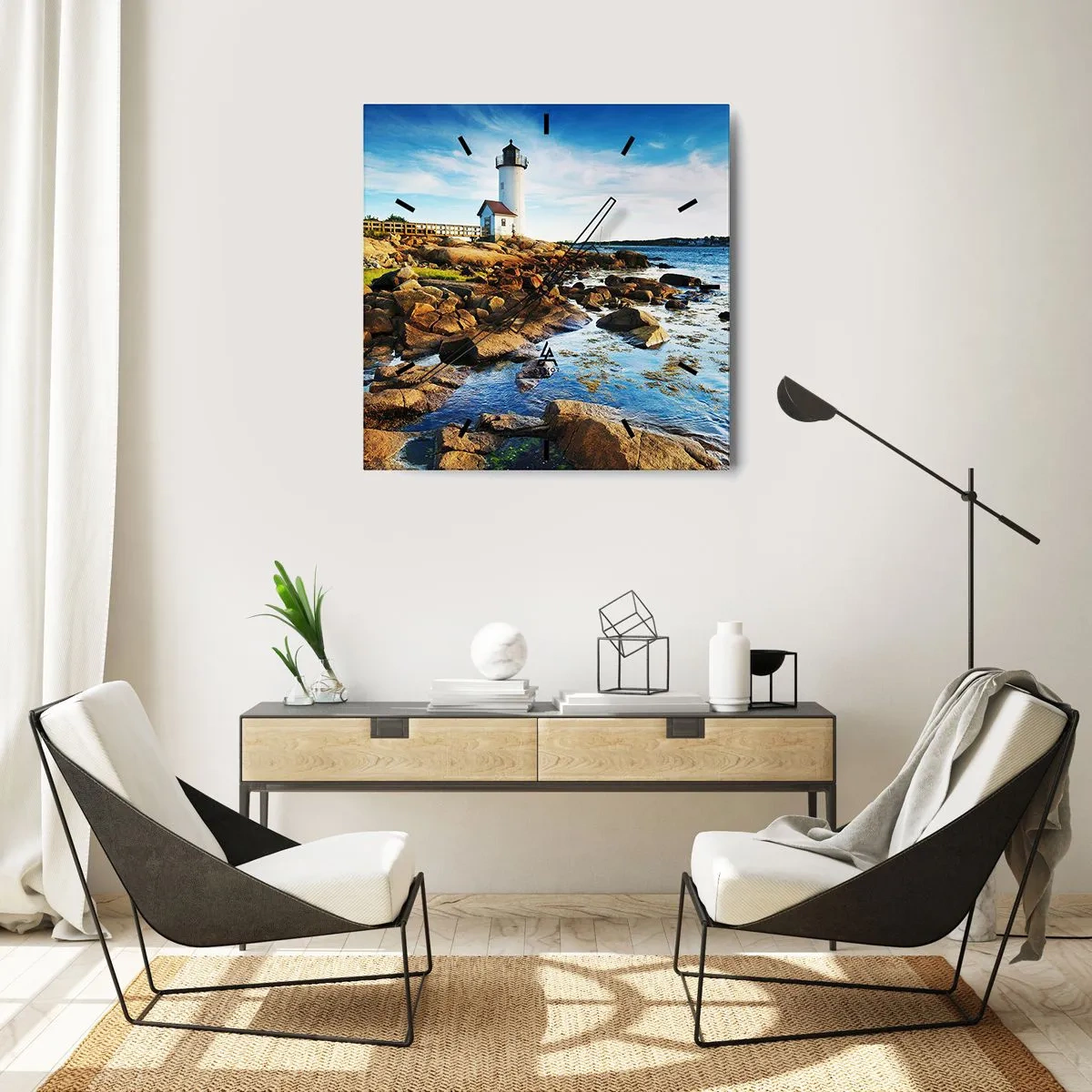 Ceas de perete - Ceas pe sticlă - Întoarce-te acasă fericit, te aștept cu nerăbdare - 30x30 cm