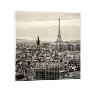 Tablou pe sticlă - Deasupra acoperișurilor Parisului - 30x30 cm