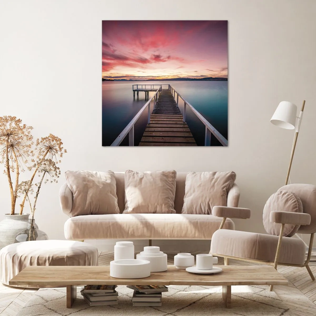 Tablou pe pânză - Flacăra blândă a serii - 70x70 cm