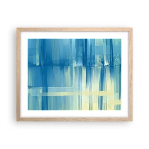 Poster în ramă de stejar deschis - Compoziție în turcoaz - 50x40 cm