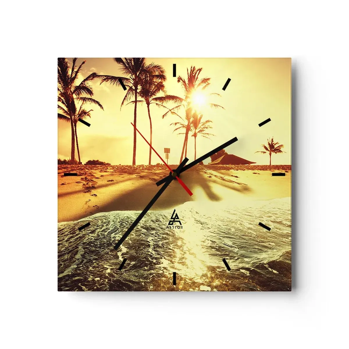 Ceas de perete - Ceas pe sticlă - California după-amiază - 40x40 cm