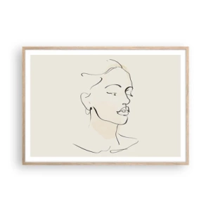Poster în ramă de stejar deschis - Cu o linie sigură - 100x70 cm
