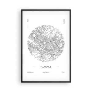 Poster în ramă neagră - Anatomia Florenței - 61x91 cm