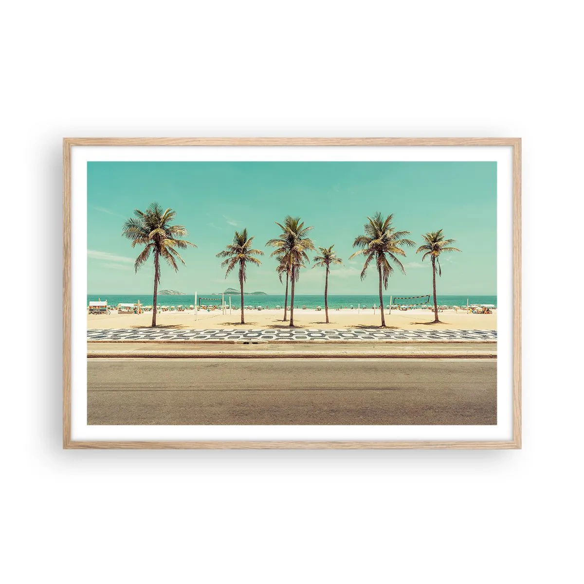 Poster în ramă de stejar deschis - La paza plajei - 91x61 cm