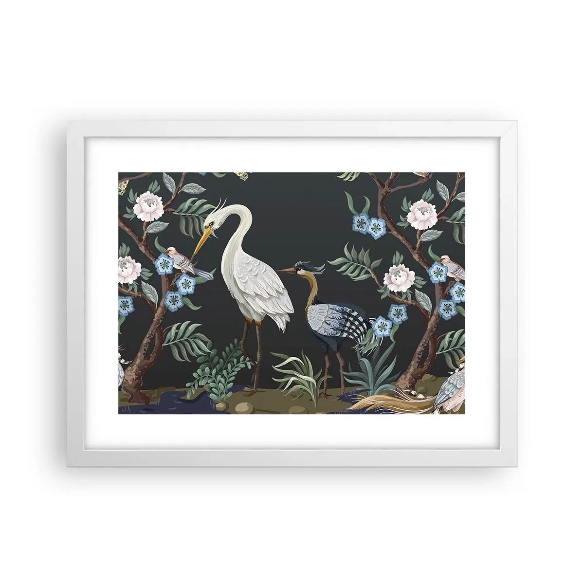Poster în ramă albă - Parada păsărilor - 40x30 cm