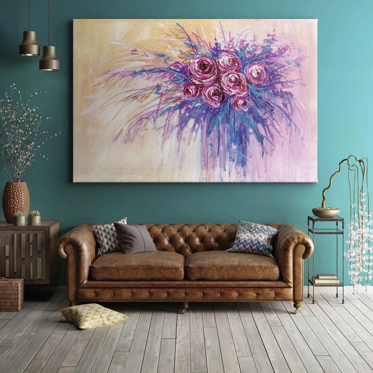 Tablou pe pânză - Fântână de trandafiri - 100x70 cm