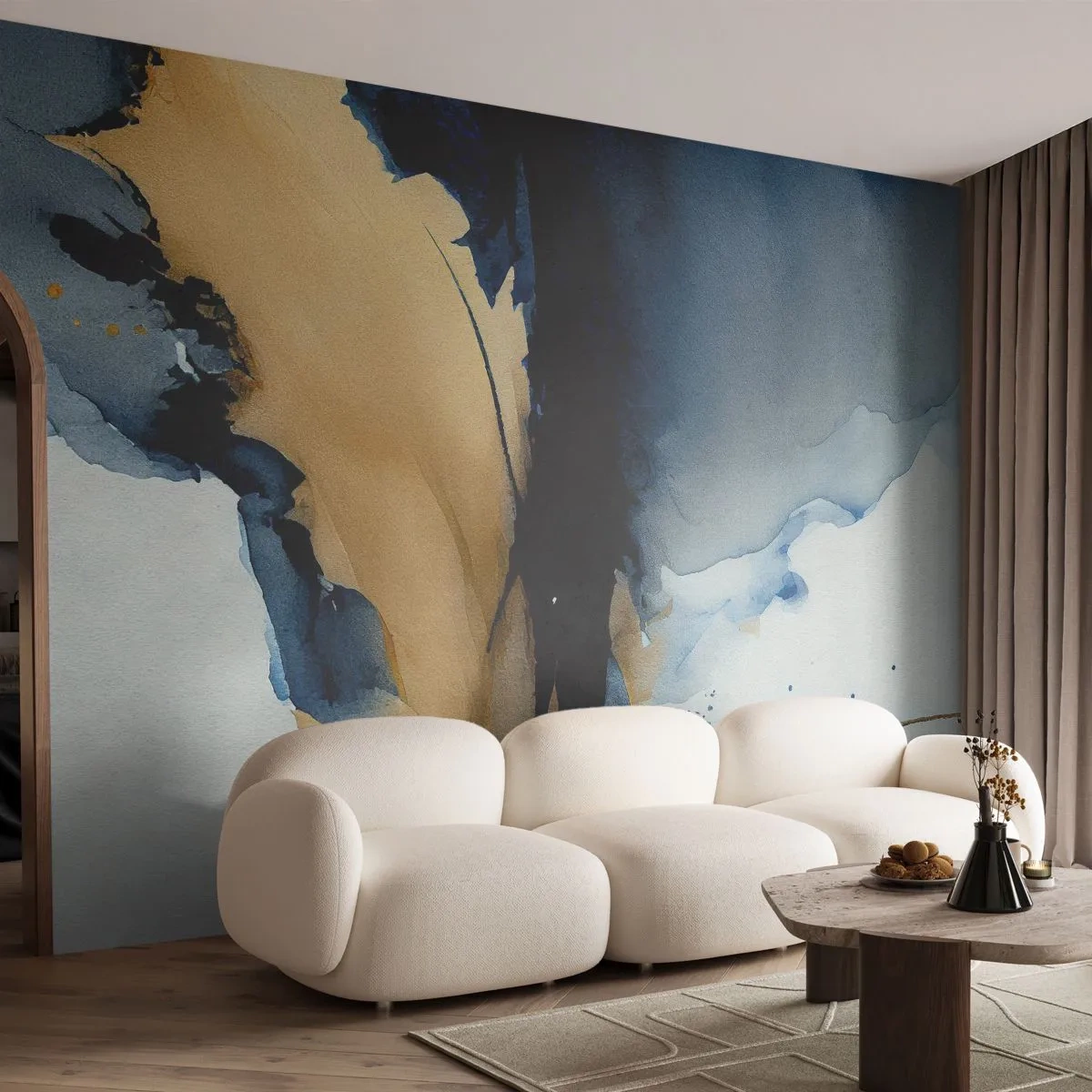 Tapet Premium Sand - În spatele cortinei - Abstracția, Cerneală, Bucată - 500x350 cm
