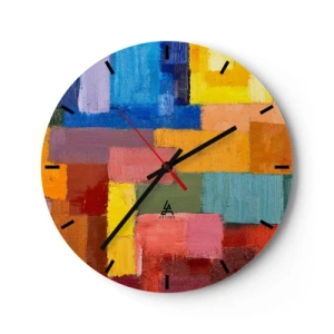 Ceas de perete - Ceas pe sticlă - Fiecare diferită, toate colorate - 40x40 cm