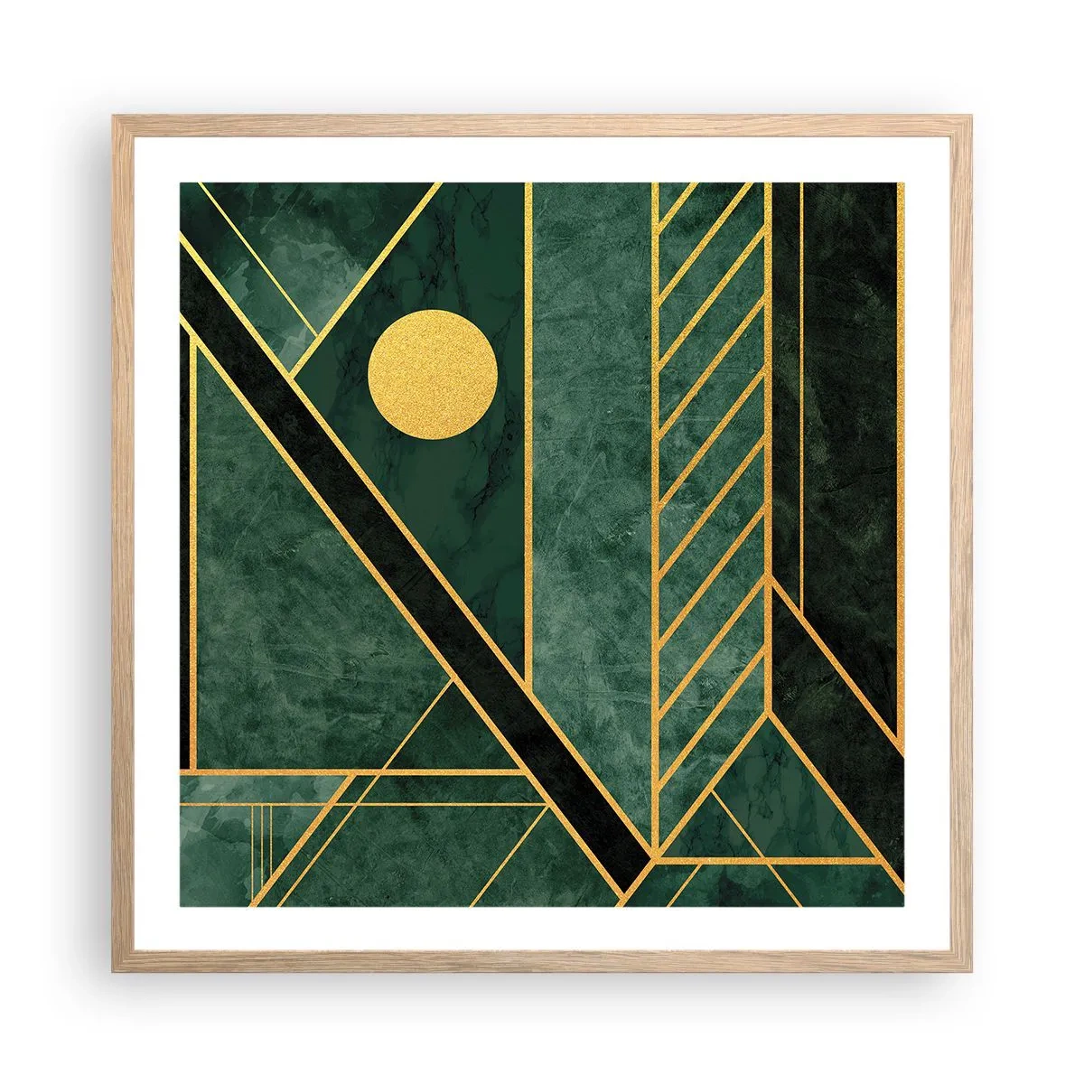 Poster în ramă de stejar deschis - Dinamica aurului și a azurului - 60x60 cm