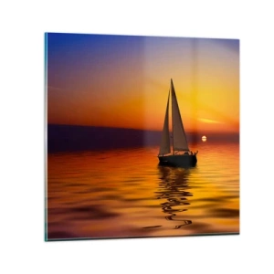 Tablou pe sticlă - Ce liniște e aici la amurg... - 40x40 cm
