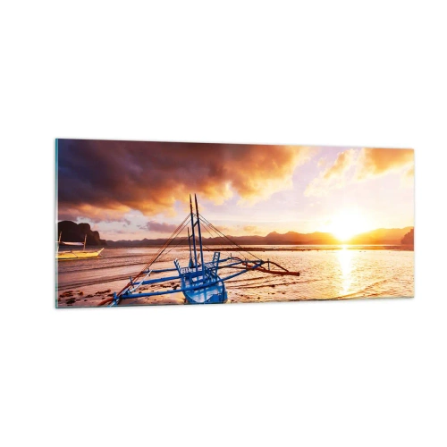 Tablou pe sticlă - După o zi lungă, întindeți-vă pe nisip - 100x40 cm