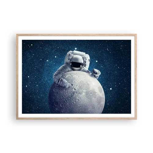 Poster în ramă de stejar deschis - Glumeț spațial - 100x70 cm