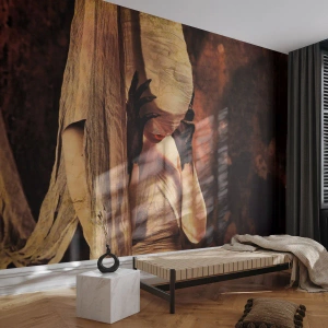 Tapet Standard Eco - O figură misterioasă înfășurată în pânză într-un mediu întunecat - 100x70cm - Între bine și rău - Decorațiune modernă pentru perete pentru living și dormitor ARTTOR