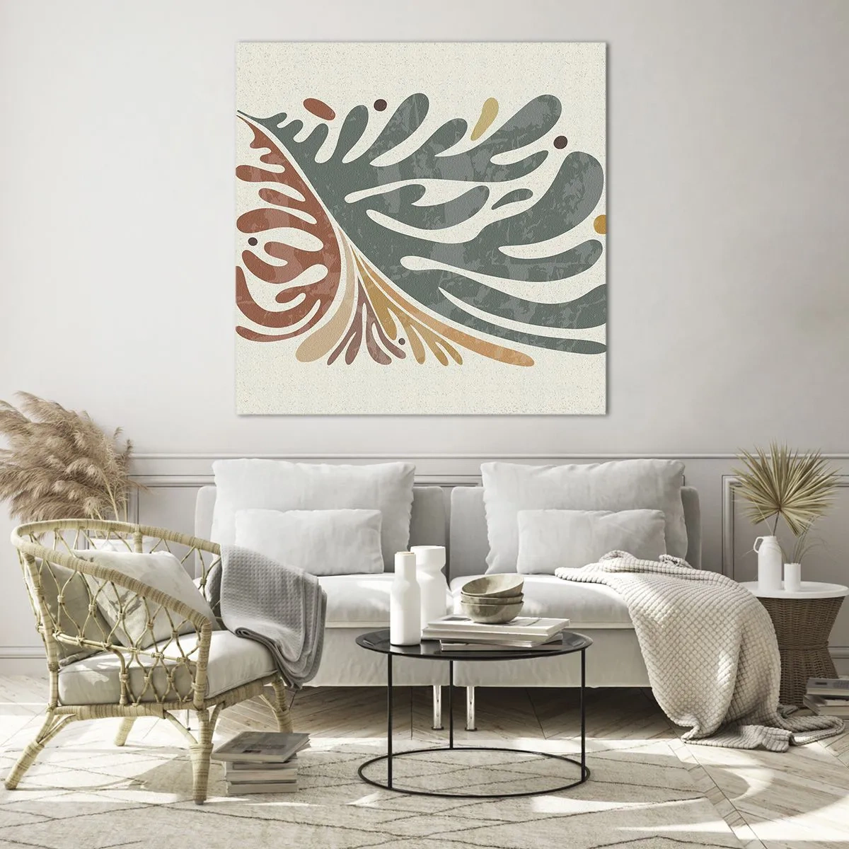 Tablou pe sticlă - Frunză multicoloră - 40x40 cm