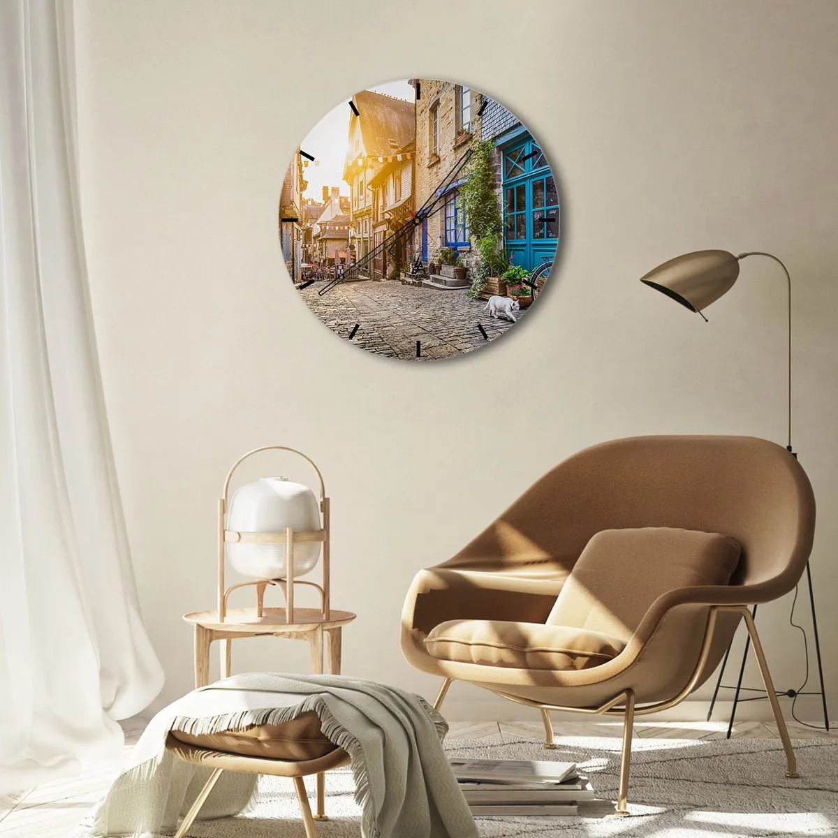 Ceas de perete - Ceas pe sticlă - Fantoma albă a orașului - 30x30 cm