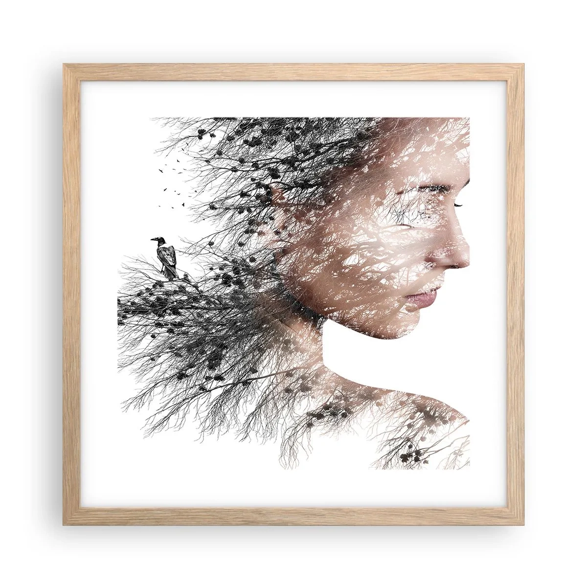 Poster în ramă de stejar deschis - Spiritul pădurii - 40x40 cm