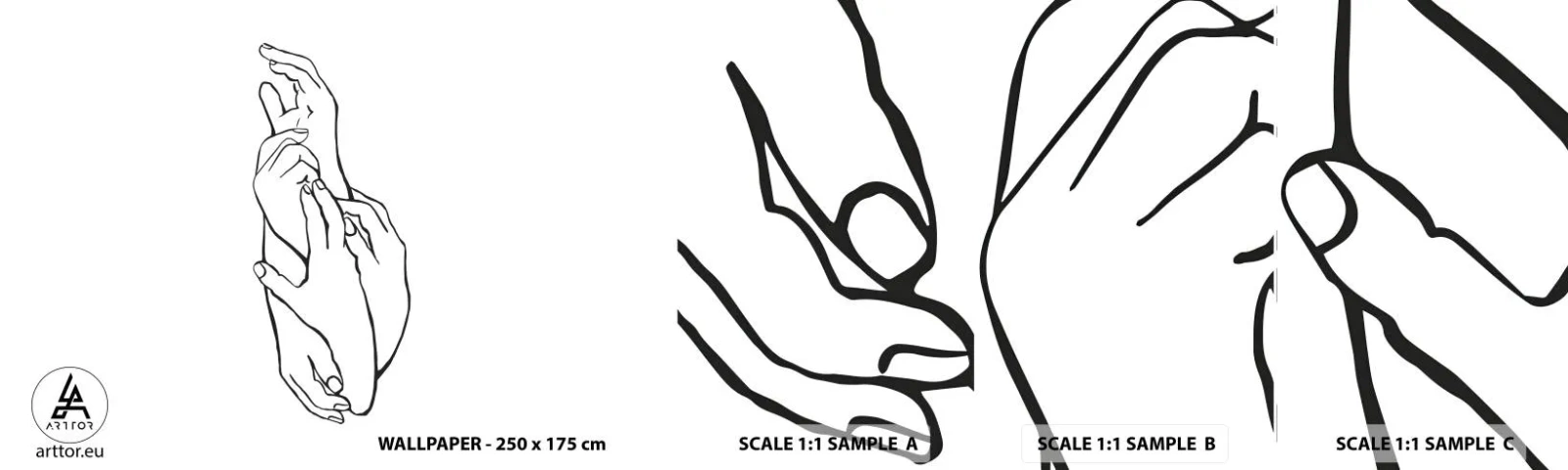 Mostră de Tapet Standard Eco - Atingere bună - Mâinile, Linia, Minimalism - 100x30 cm