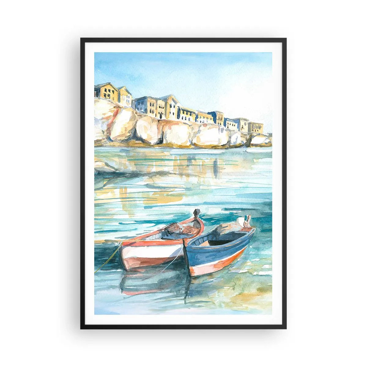 Poster în ramă neagră - Peisaj în azur - 70x100 cm