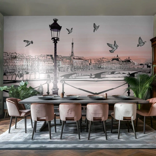 Tapet Premium Canvas - Deasupra acoperișurilor Parisului - Arhitectură, Oraș, Paris - 350x256 cm