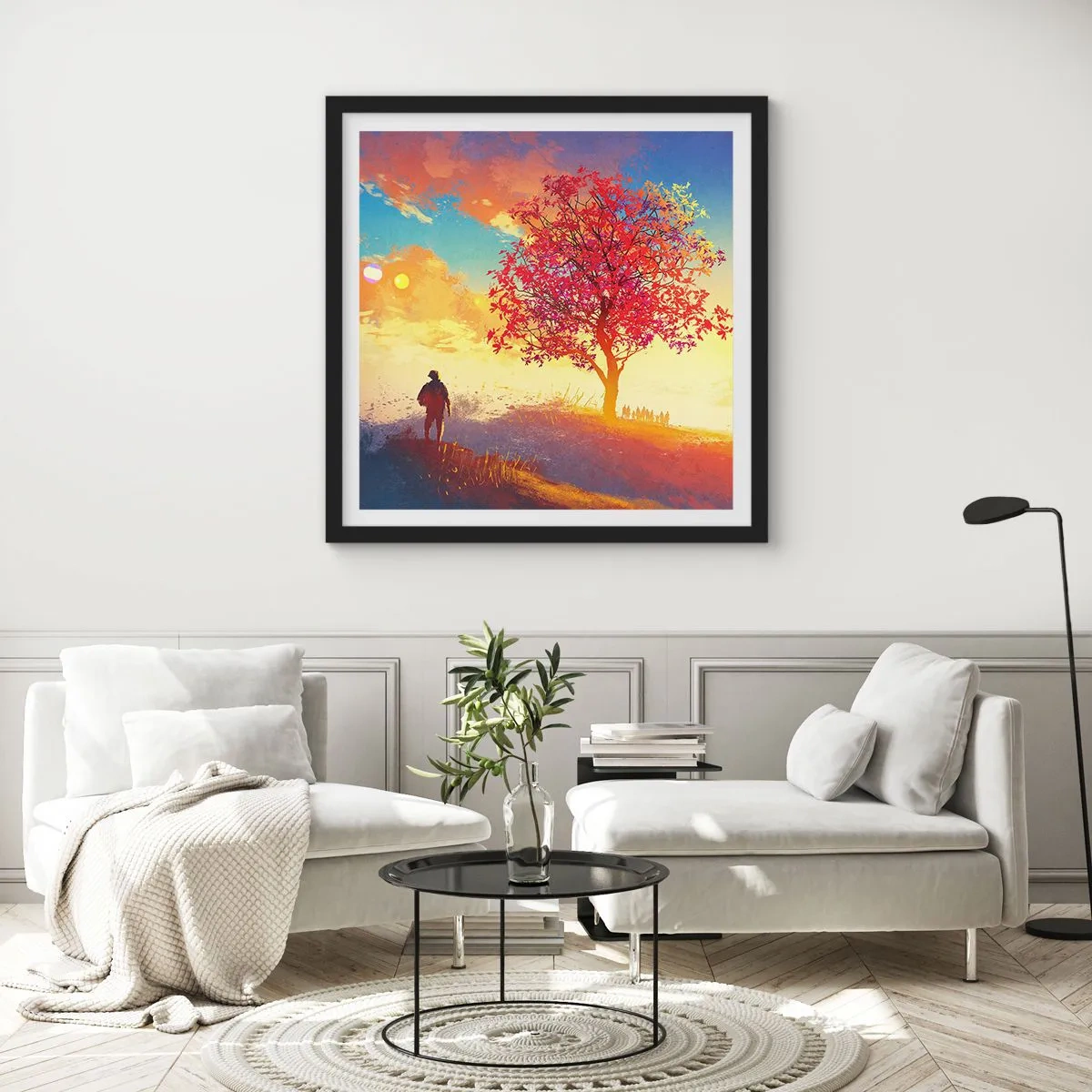 Poster în ramă neagră - Pelerin la destinație - 30x30 cm
