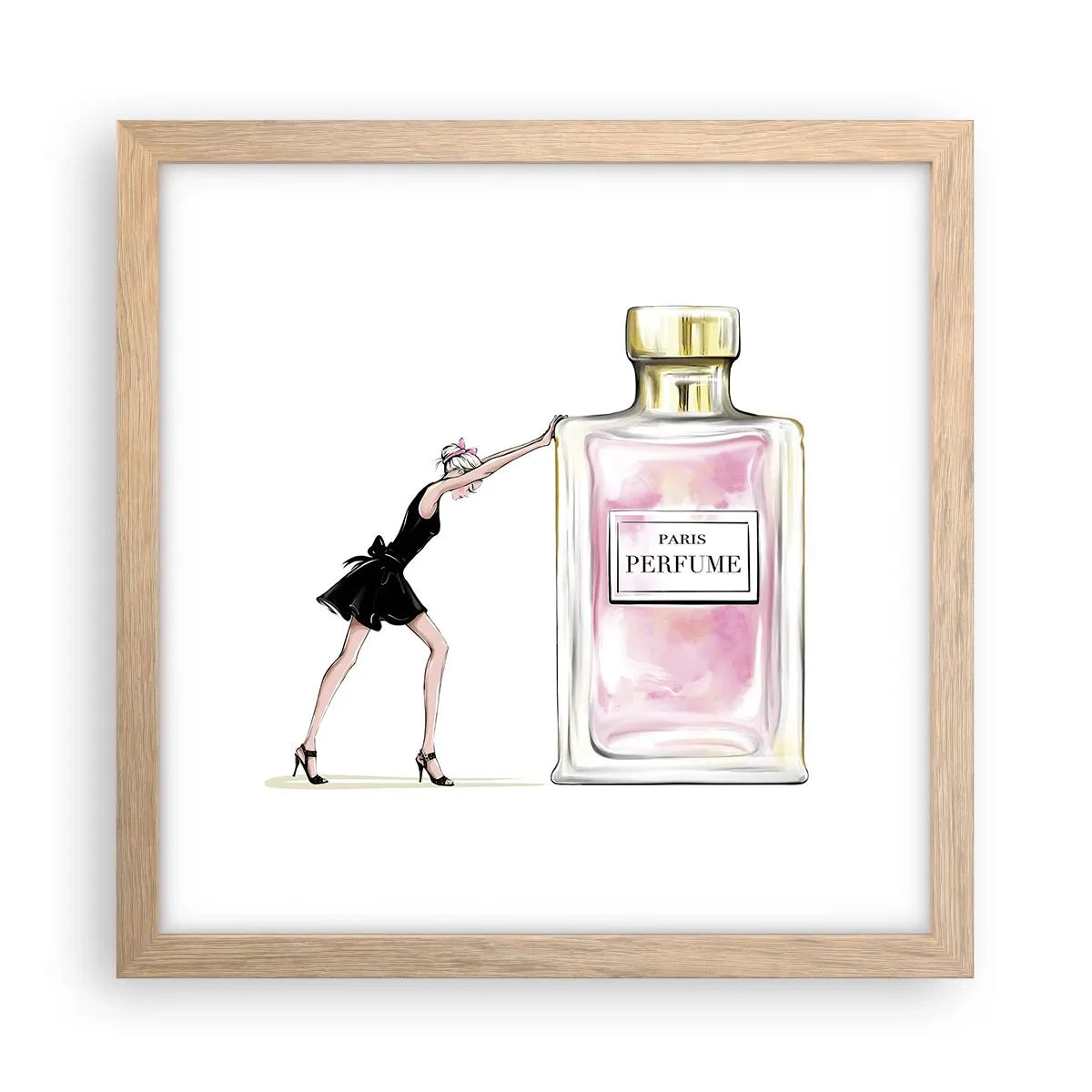 Poster în ramă de stejar deschis - Esența feminității - 30x30 cm