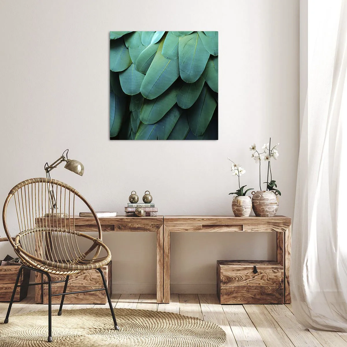 Tablou pe pânză - Precizia naturii papagalicești - 40x40 cm