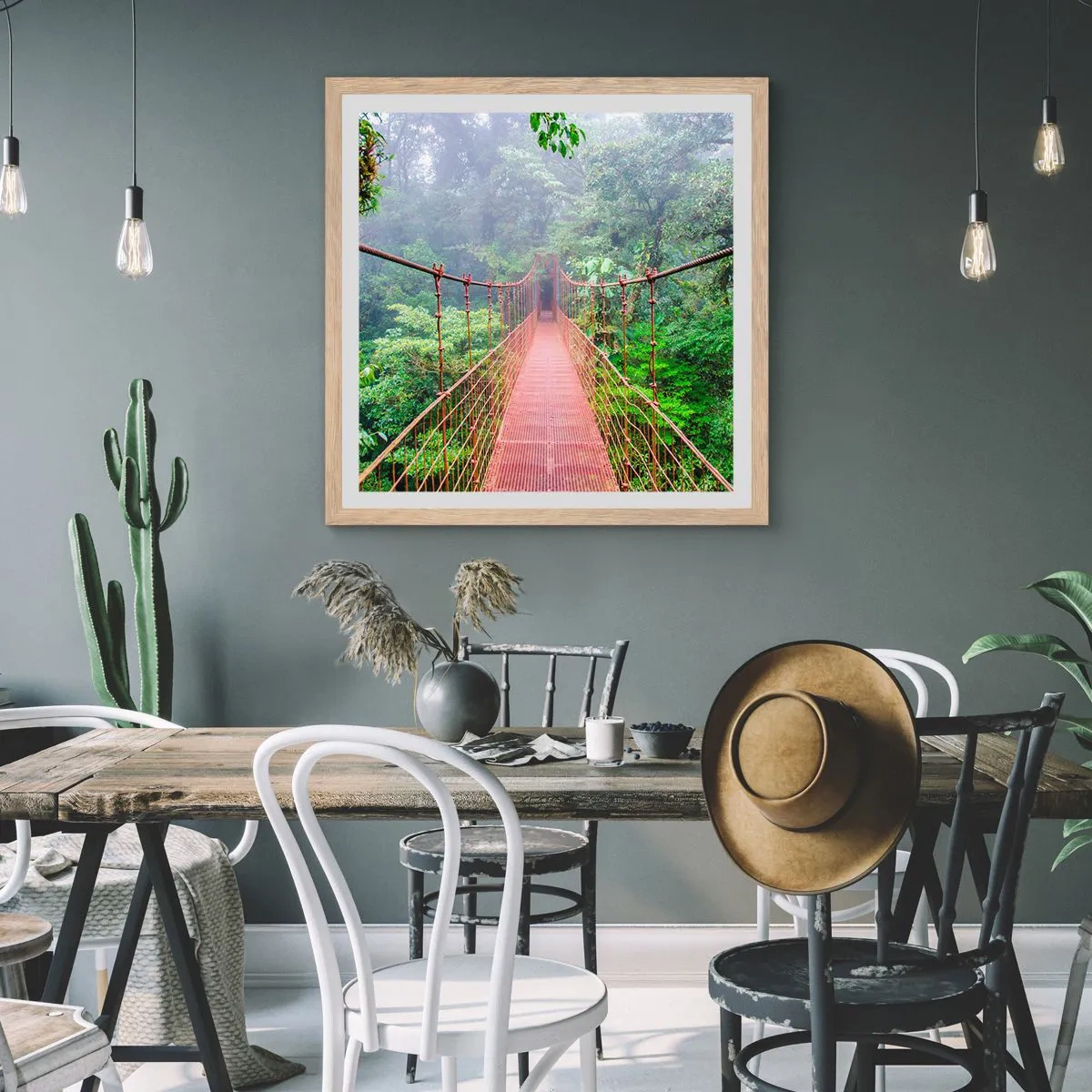 Poster în ramă de stejar deschis - Suspendat deasupra coroanelor arborilor - 50x50 cm