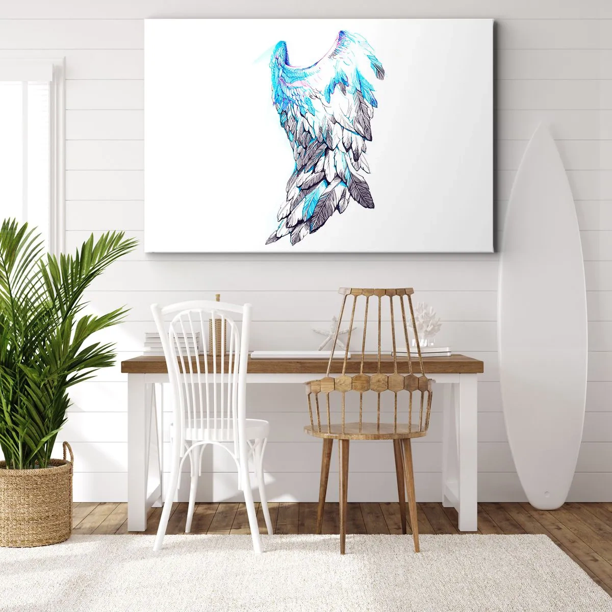 Tablou pe pânză Canvas - Aripi de înger delicate în nuanțe pastelate - 70x50cm - Am nevoie de aripi - Decorațiune modernă pentru perete pentru living și dormitor ARTTOR
