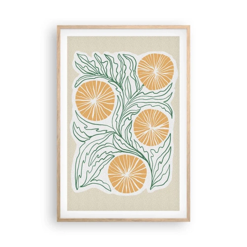 Poster în ramă de stejar deschis - Etnic cu o notă de abstracție - 61x91 cm