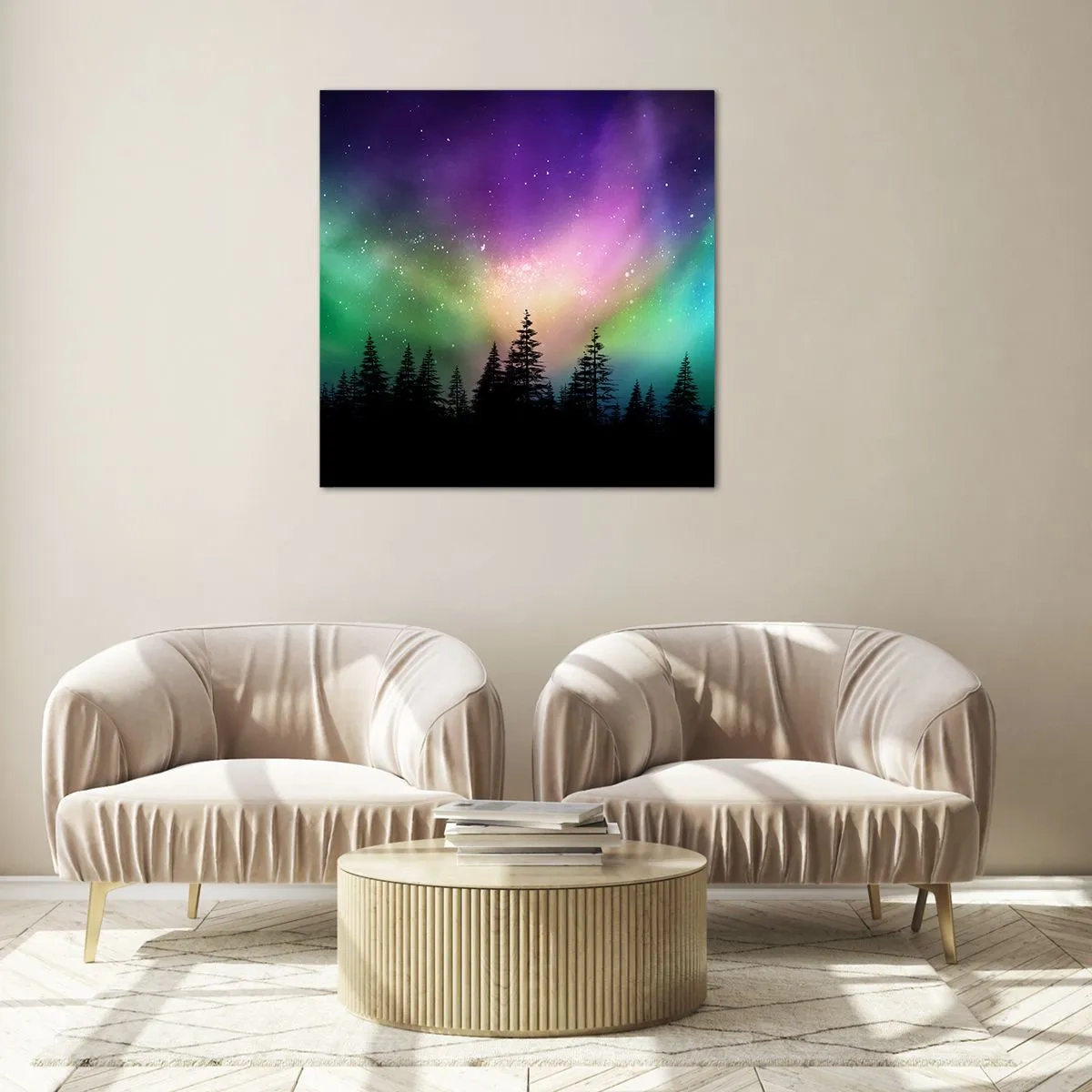 Tablou pe sticlă - Magie albă - 50x50 cm