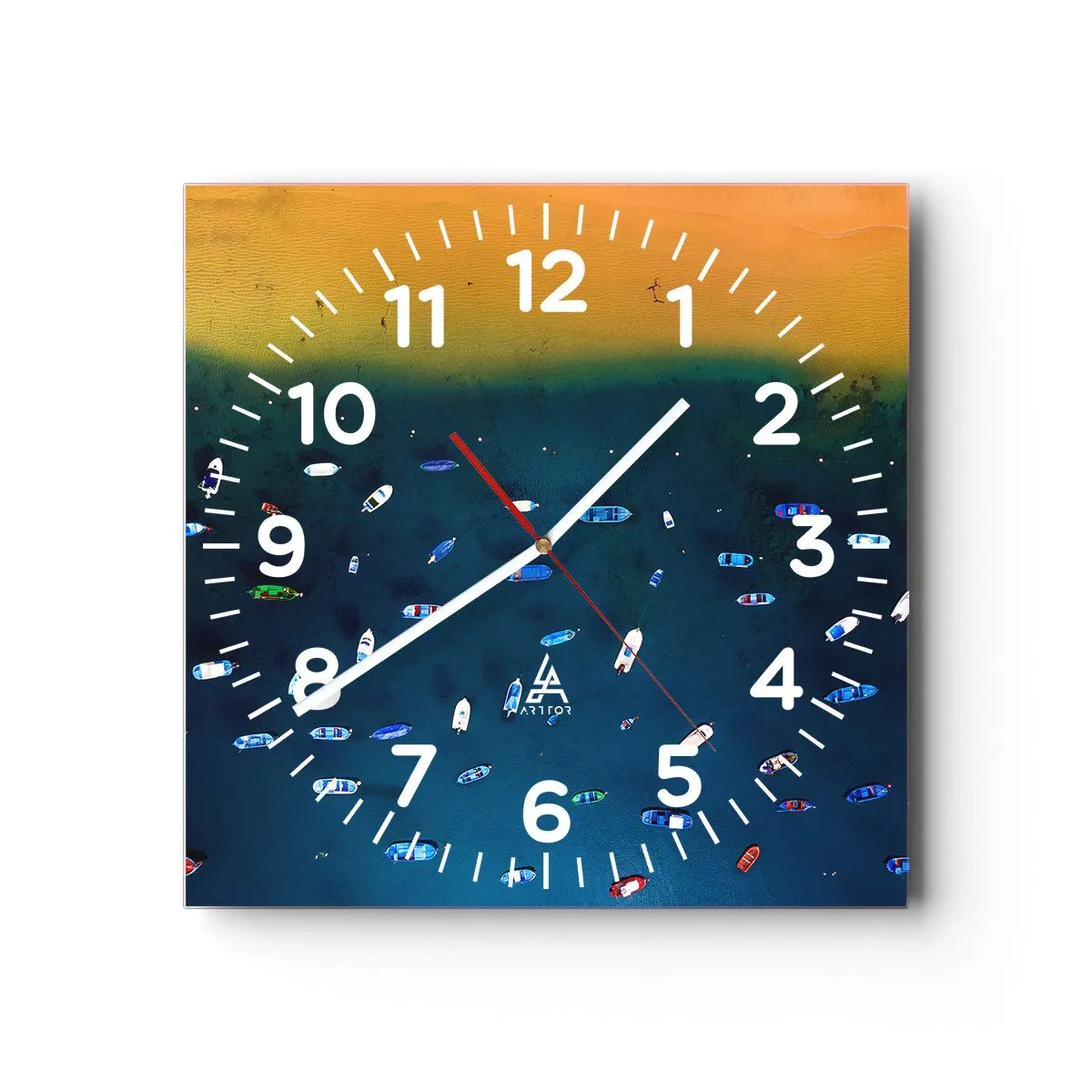 Ceas de perete - Ceas pe sticlă - Joc de vacanță - 40x40 cm