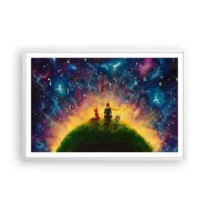 Poster în ramă albă - Dragoste și prietenie - întreaga lume - 91x61 cm