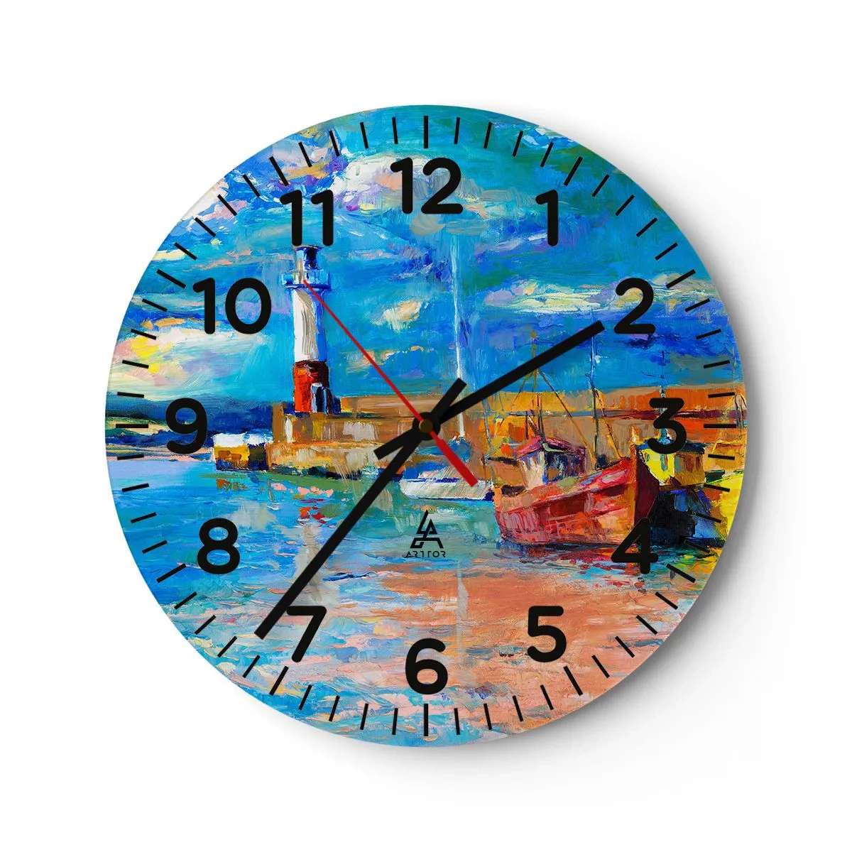 Ceas de perete - Ceas pe sticlă - După-amiază în golful de curcubeu - 30x30 cm