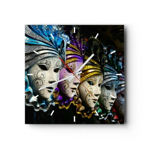 Ceas de perete - Ceas pe sticlă - Mister în aur și argint - 30x30 cm