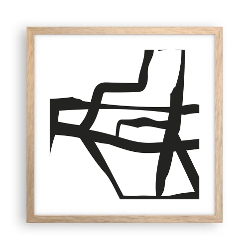 Poster în ramă de stejar deschis - Construcție în alb și negru - 40x40 cm