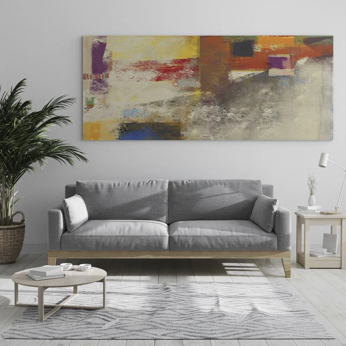 Tablou pe sticlă - Geometria culorilor - 100x40 cm