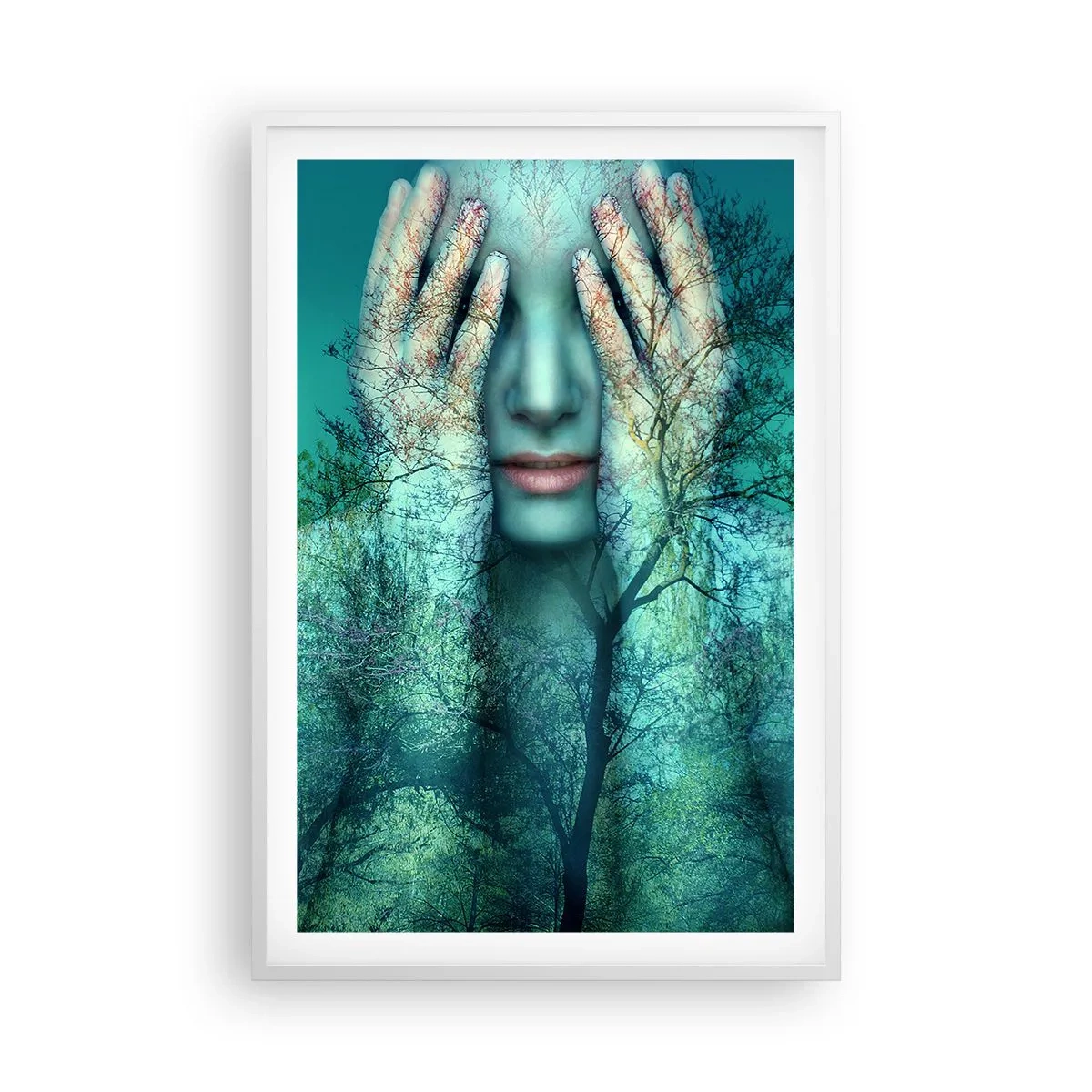 Poster în ramă albă - Scufundată în albastru - 61x91 cm