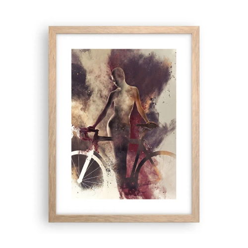 Poster în ramă de stejar deschis - În forme de marmură sufletul ciclist - 30x40 cm