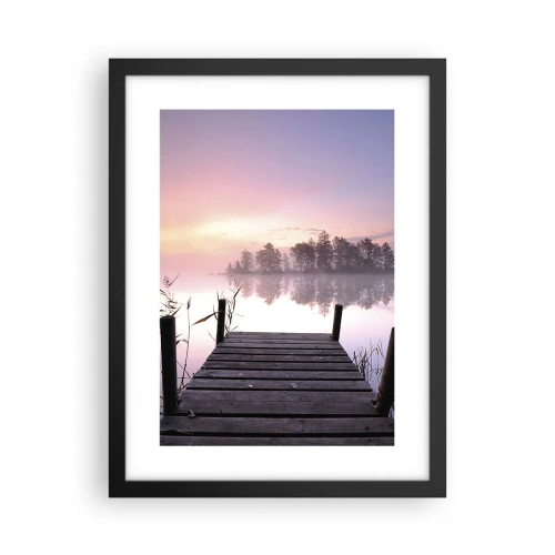 Poster în ramă neagră - Din ceața de liliac... - 30x40 cm