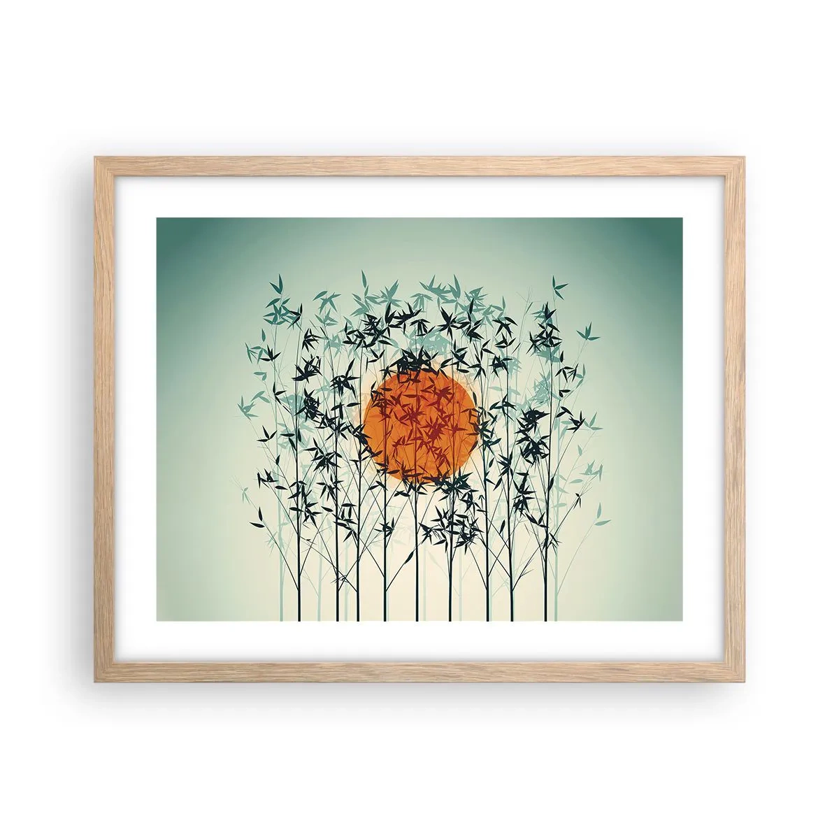 Poster în ramă de stejar deschis - Soarele japonez - 50x40 cm