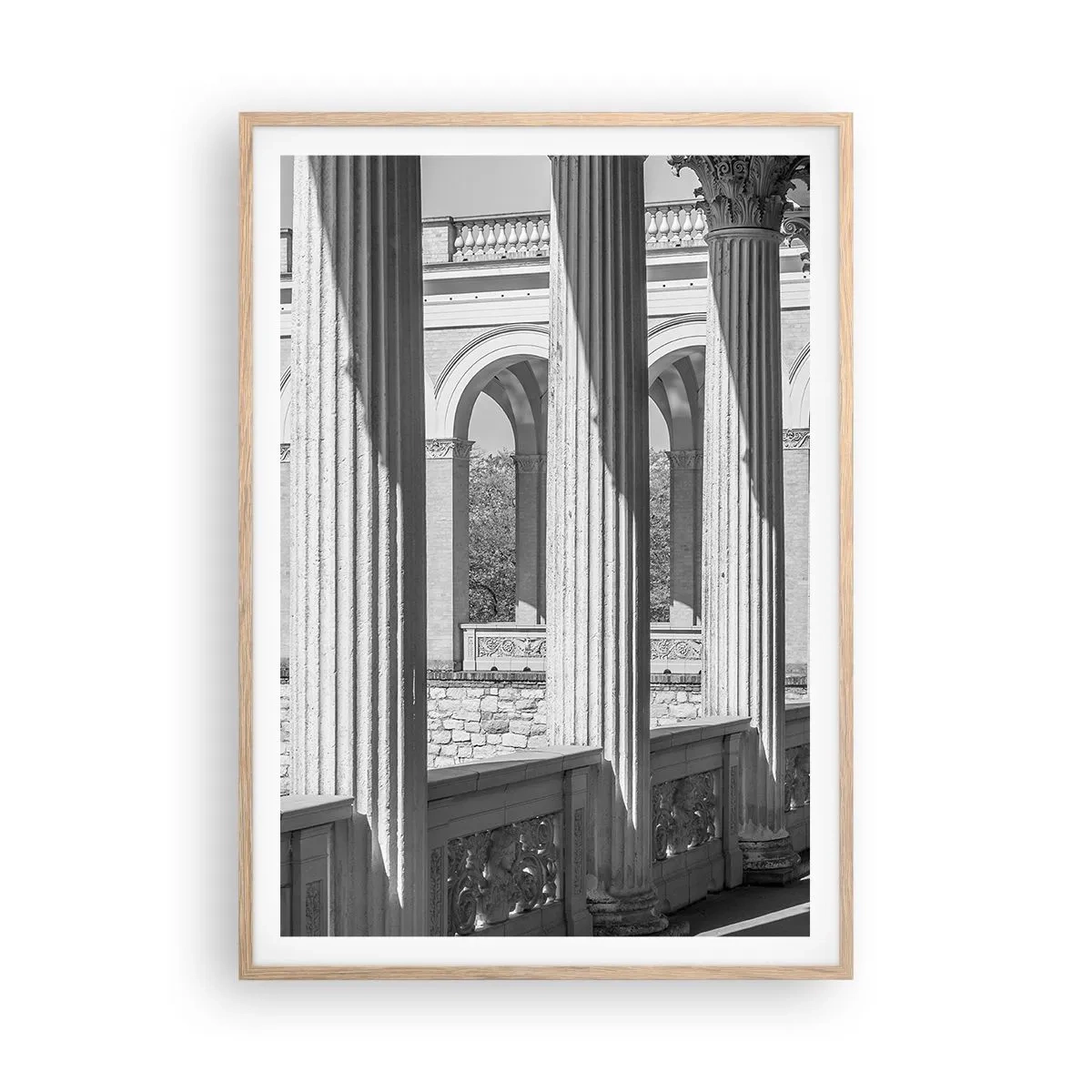 Poster în ramă de stejar deschis - Arcadă însorită - 70x100 cm