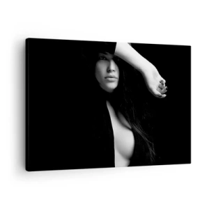 Tablou pe pânză Canvas - Portret elegant al unei femei în alb și negru - 70x50cm - Școala de seducție - Decorațiune modernă pentru perete pentru living și dormitor ARTTOR
