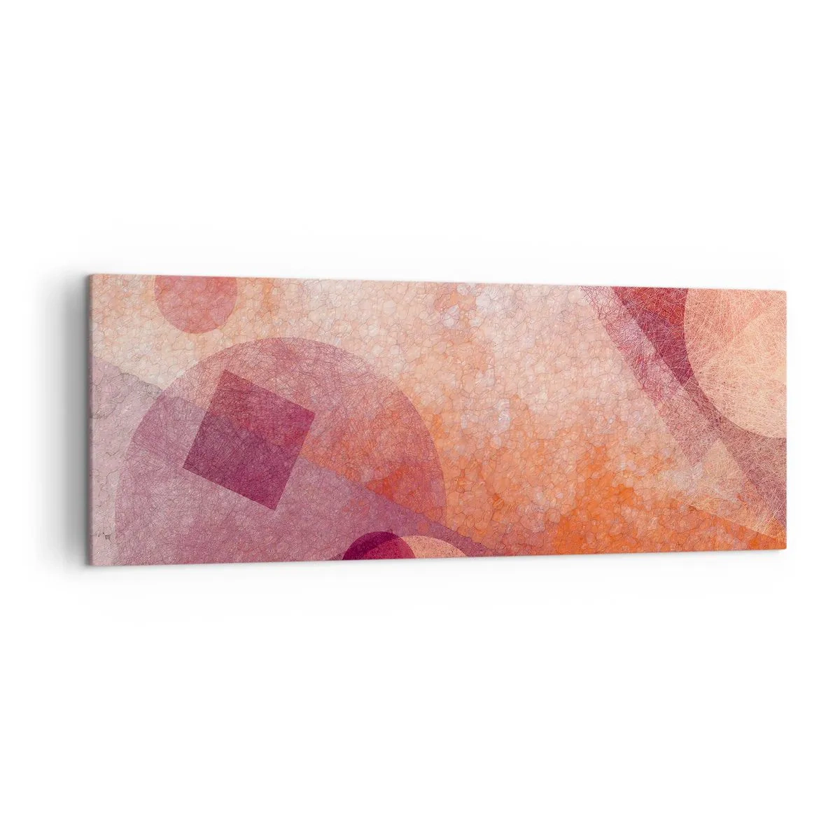 Tablou pe pânză - Transformări geometrice în roz - 140x50 cm